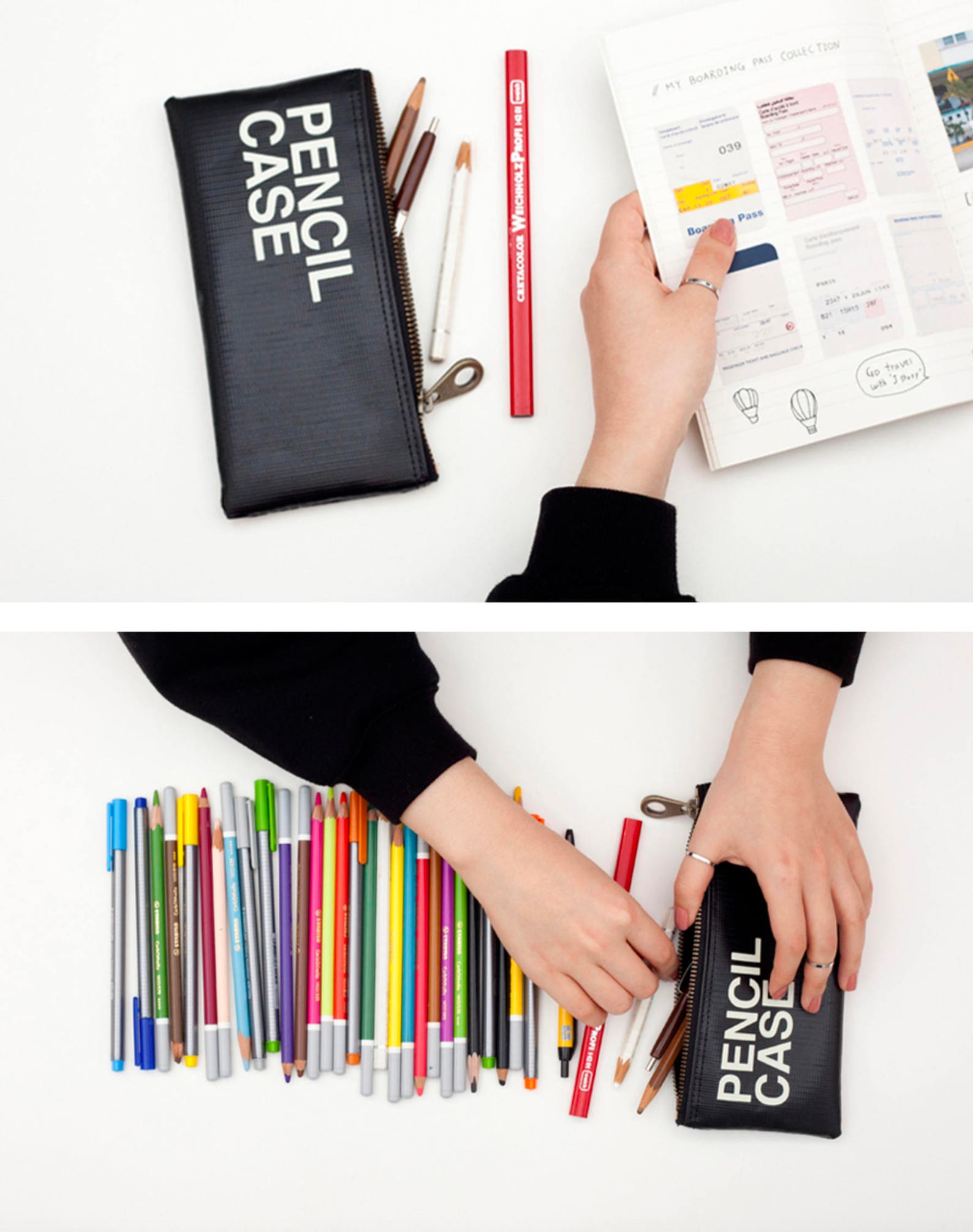 BLACK PENCIL CASE Pen Case Bullet Journal School Etsy