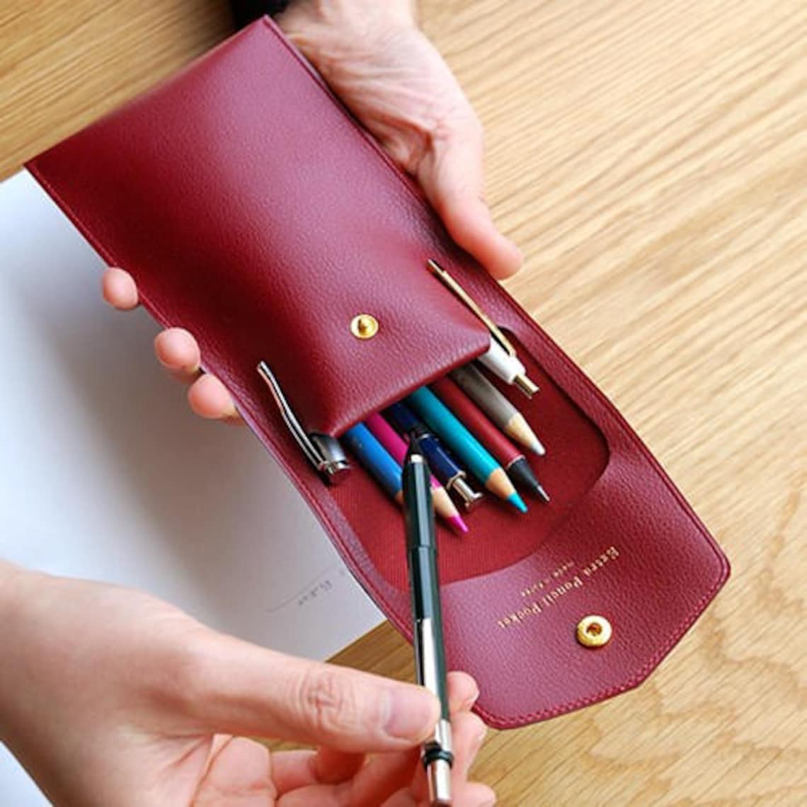 FAUX LEATHER PENCIL Case Pen Case Bullet Journal School Etsy