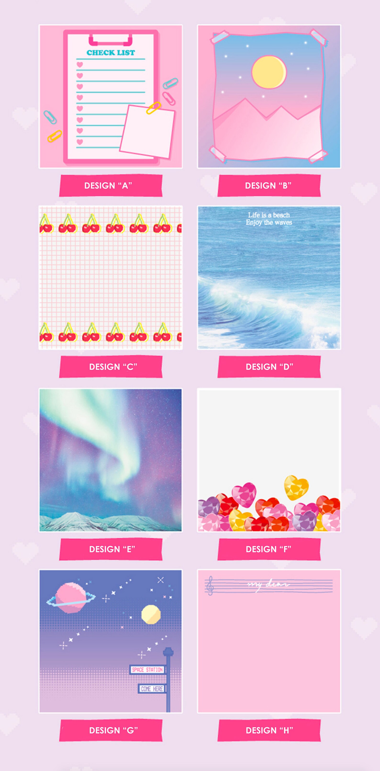 MEMO PAD 8 Designs Colorful Memo Memopad Notepad Etsy