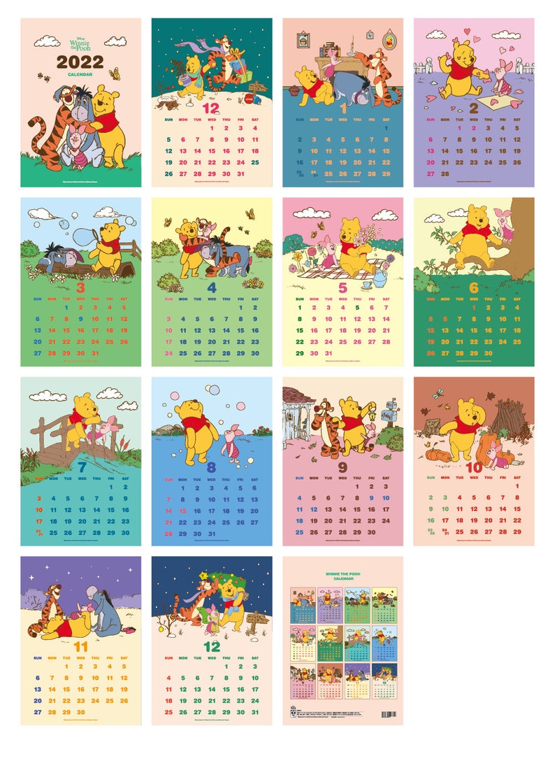 2022-wall-calendar-winnie-the-pooh-2022-calendar-desk-etsy-canada