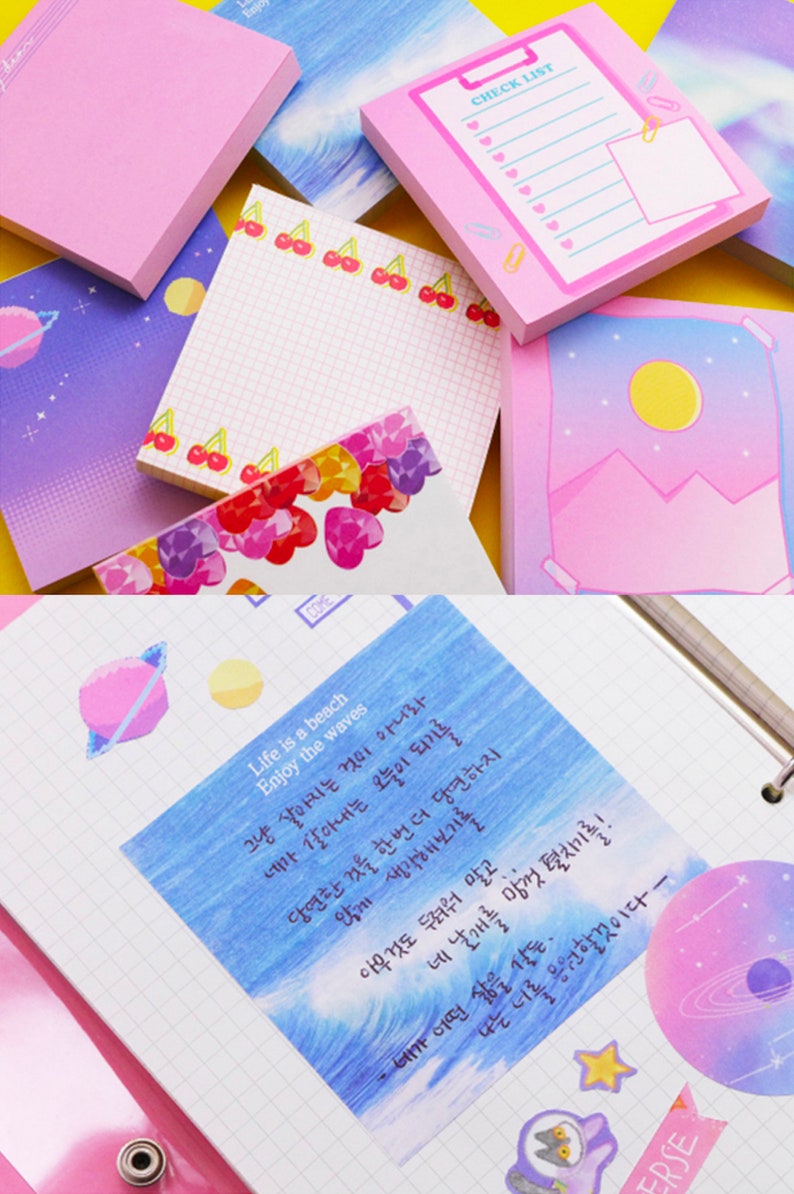 MEMO PAD 8 Designs Colorful Memo Memopad Notepad Etsy