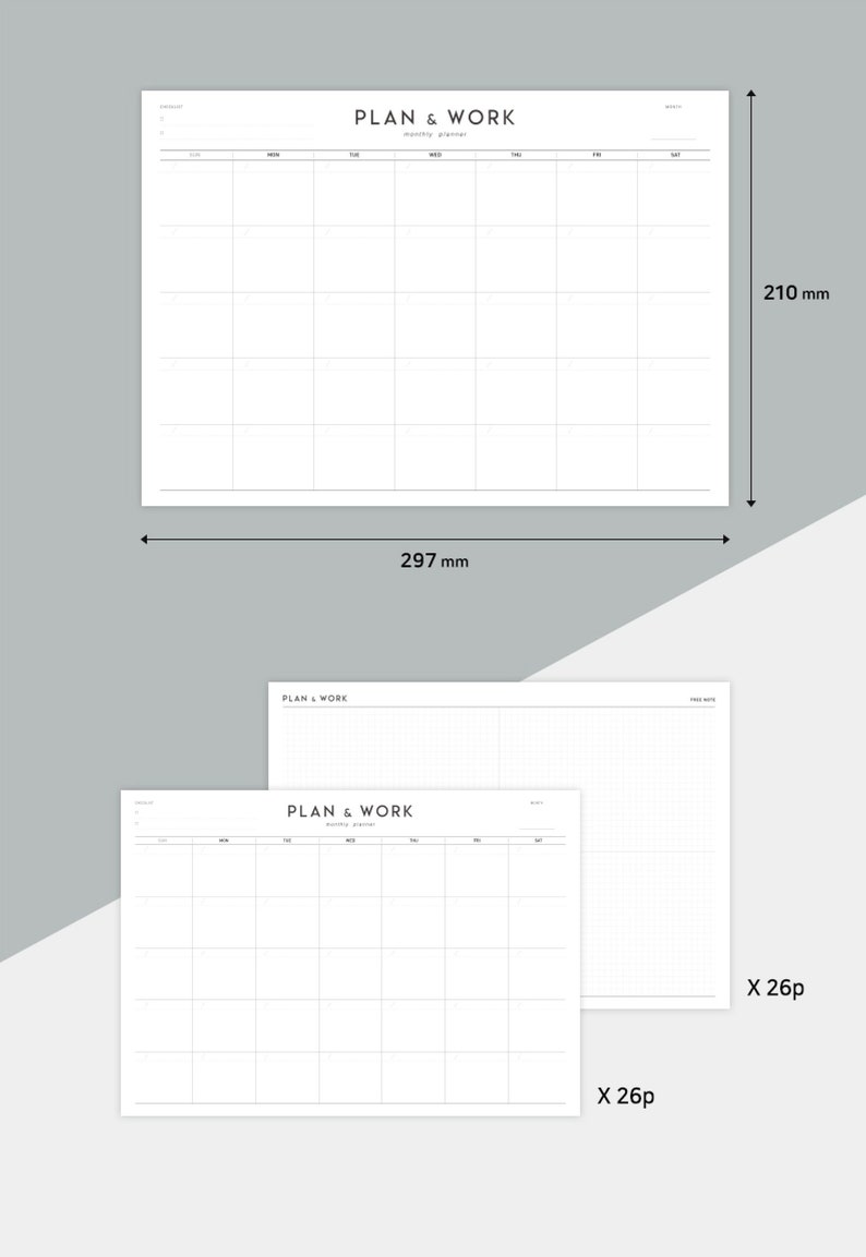 DESK MONTHLY PLANNER Large Planner A4 Planner Planner Etsy