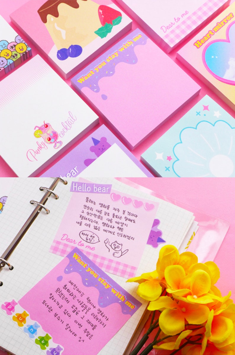 MEMO PAD 8 Designs Colorful Memo Memopad Notepad Etsy