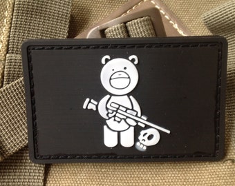 bear sniper & hunter skull 3d pvc tactical army morale rubber patch