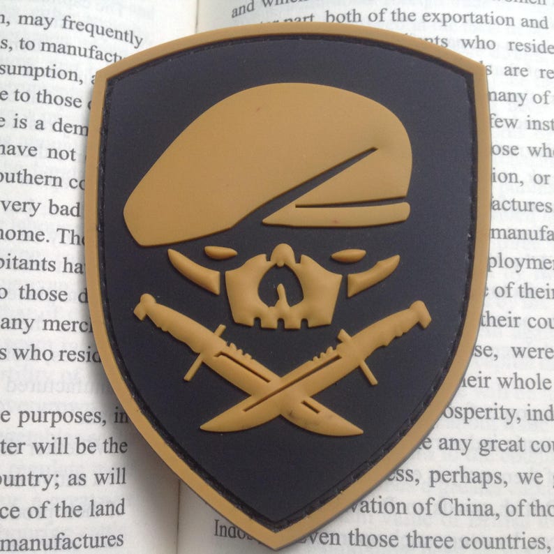 skull 3d tactical army pvc rubber patch Gray