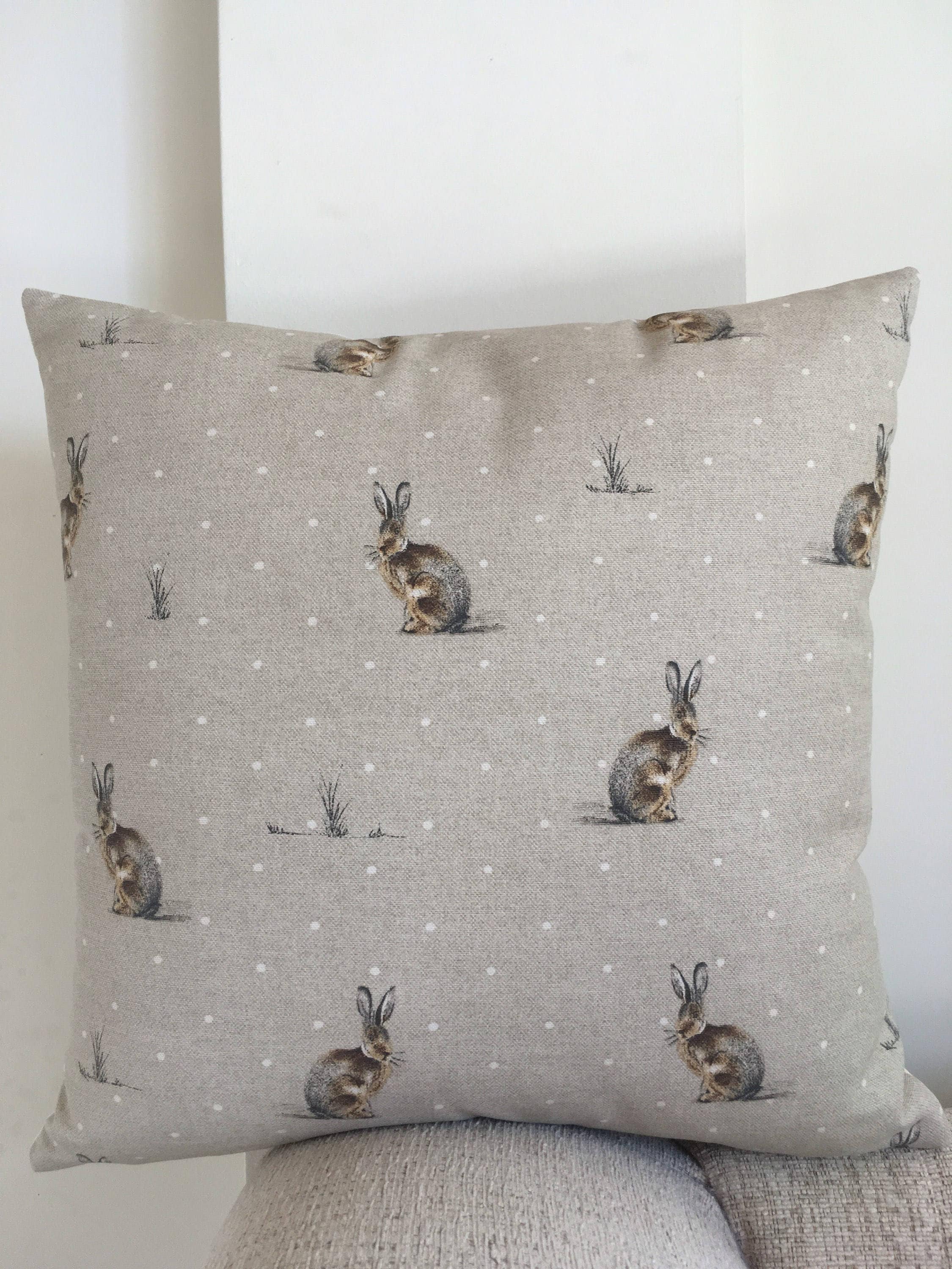Hartley Hare Cushion, Hare Cushion, Rabbit Cushion, Pillow Cover