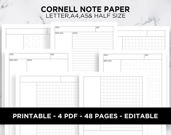 Cornell Note Taking Template *~simple~* - Etsy