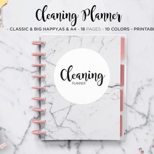 Cleaning Planner Schedule Weekly Chores Home Organizer Cleaning Log Household Mambi Classic Big Happy Planner Discbound PDF Printable Insert