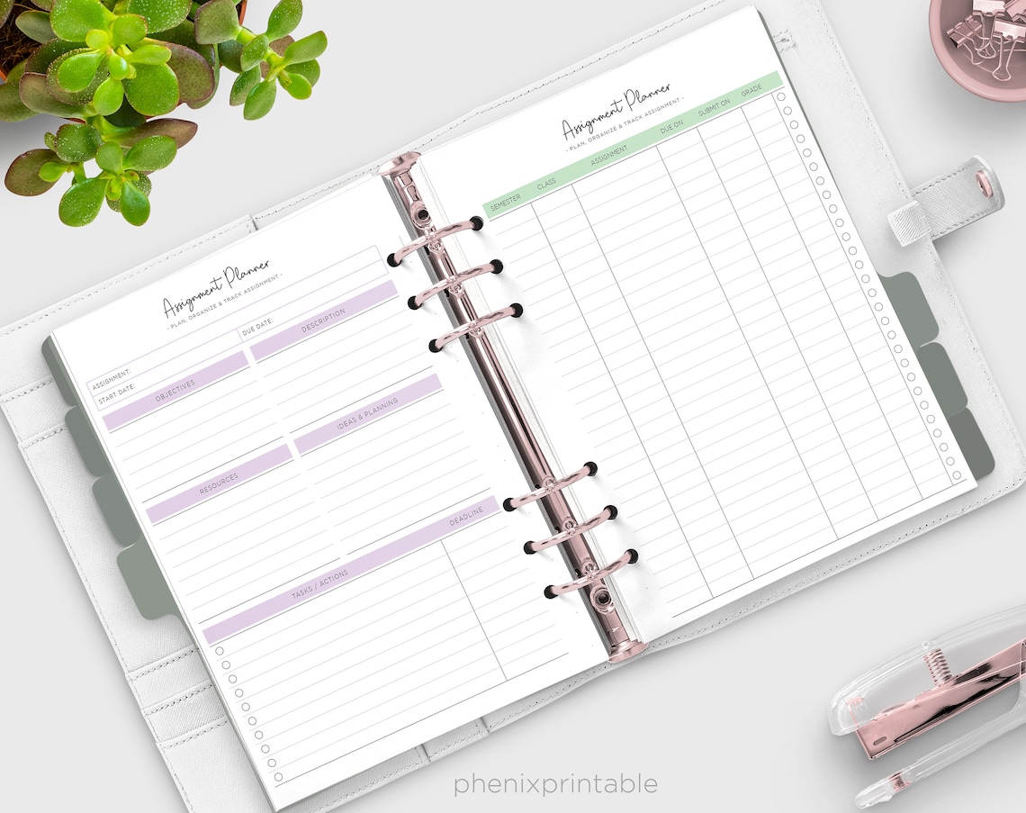 Assignment Planner Pdf Assignment Planner Printable: Student Grade Tracker, A4 A5 Letter Sizes ...