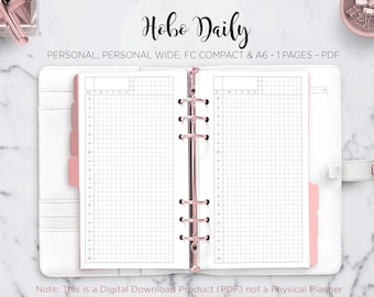 Hobonichi Daily Planner Hobo Techo Day Planner Hourly Planner Hobos Cousin Filofax Personal A6 FC Compact Personal Wide PDF Printable Insert