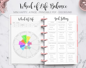 Wheel of Life Balance Goal Planner Life Management Self Improvement Mini Mambi Happy Planner Discbound HP Mini Planner PDF Printable Insert