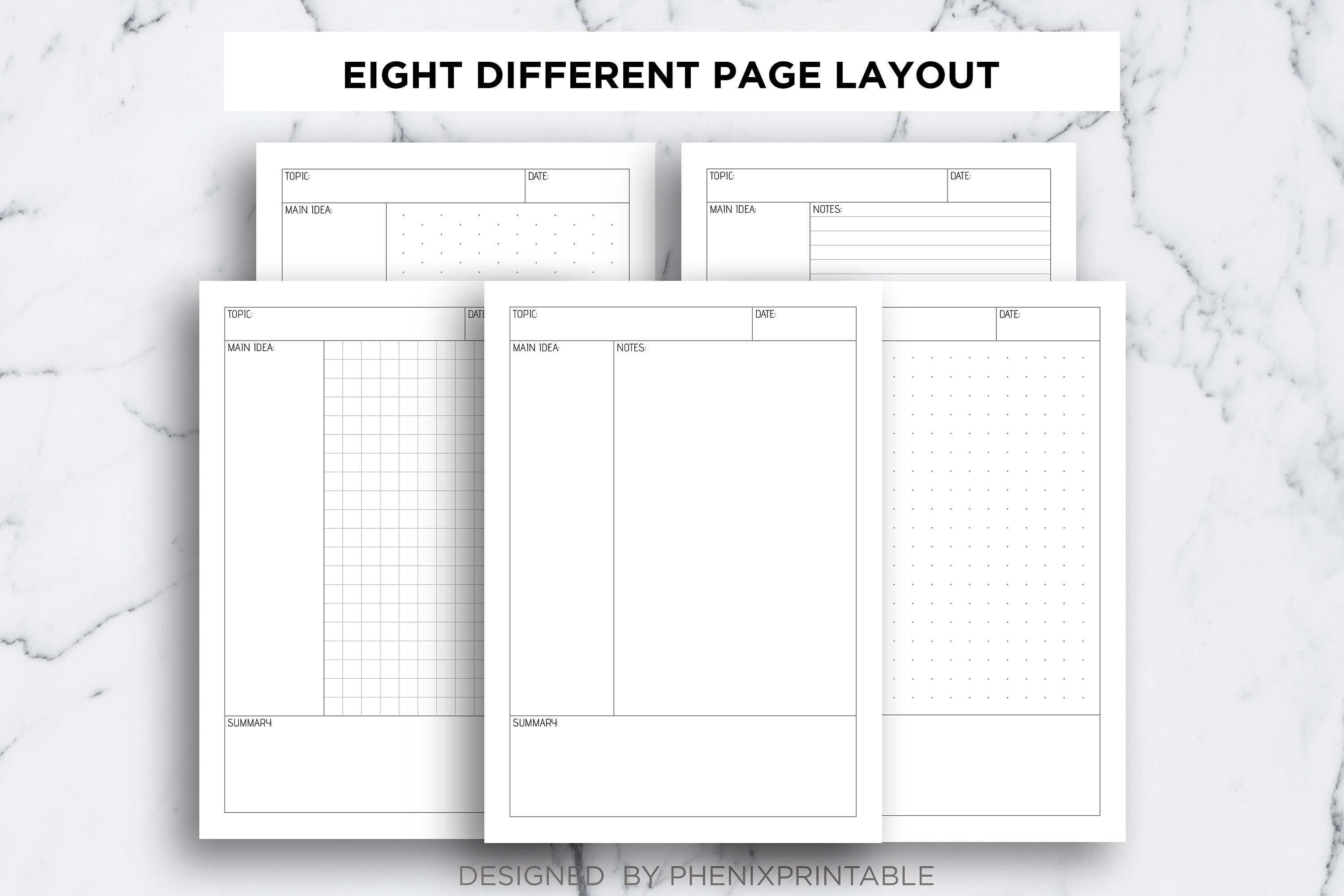 Cornell Notes Template: Dot Grid, Lined, Isometric (PDF Printable) - Etsy