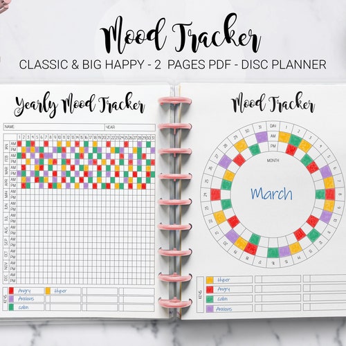 Mood Tracker Monthly Yearly Mood Chart Bullet Journal Mood - Etsy