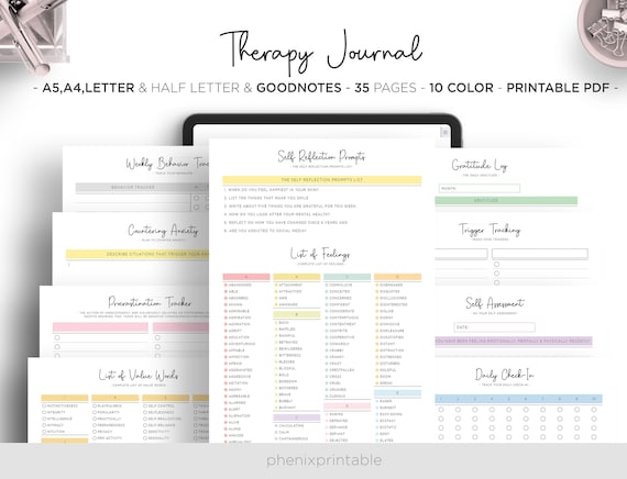 Anxiety & Wellness Journal, Mental Health Planner (PDF Printable)
