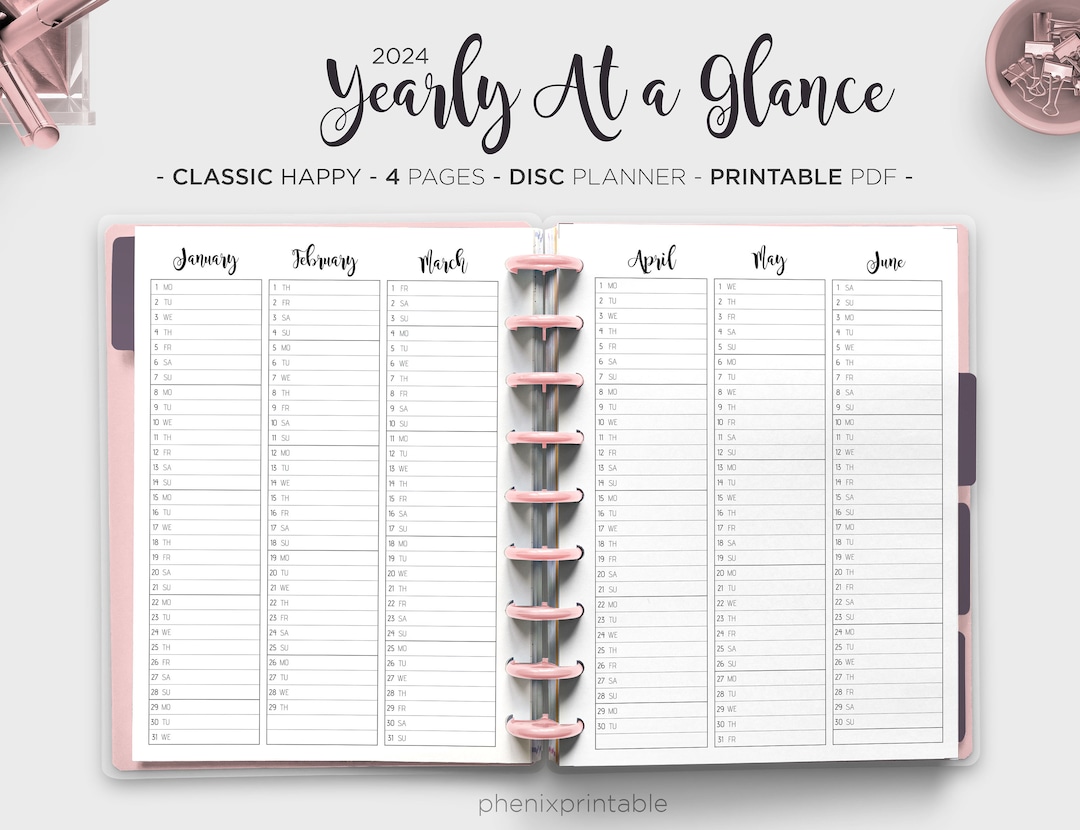Year at a Glance 2024 Yearly Planner Yearly Agenda Yearly Overview ...