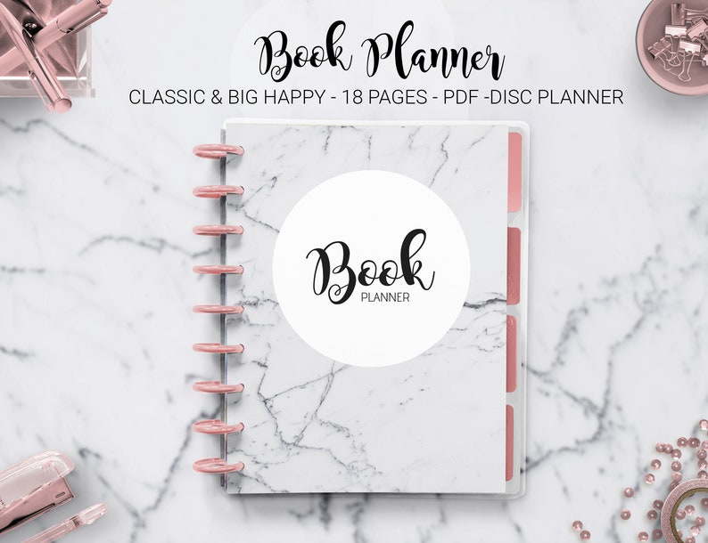 Reading Journal Book Planner Journal Reading Log Bookshelf Reading Diary Planner Mambi Classic HP Big Happy Planner PDF Printable Inserts 