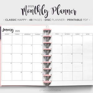 Planner mensile 2025 Inserti calendario mensile Diario Mese su due pagine Mambi Classic Erin Condren Happy Planner HP PDF Inserti stampabili