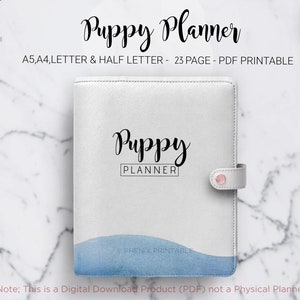 Puppy Planner Dog Tracker Puppy Training Pet Care Planner Puppy Checklist New Dog Health A5 A4 Letter Half Size PDF Printable Inserts