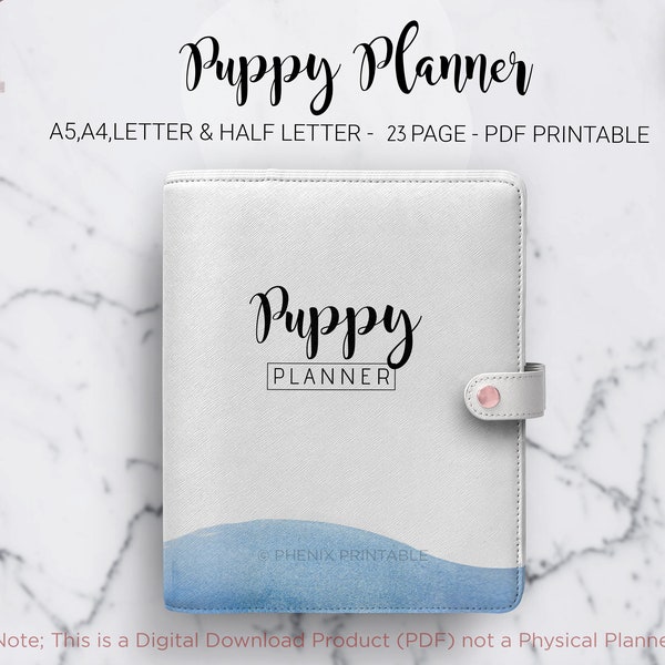 Puppy Planner Dog Tracker Puppy Training Pet Care Planner Puppy Checklist New Dog Health A5 A4 Letter Half Size PDF Printable Inserts