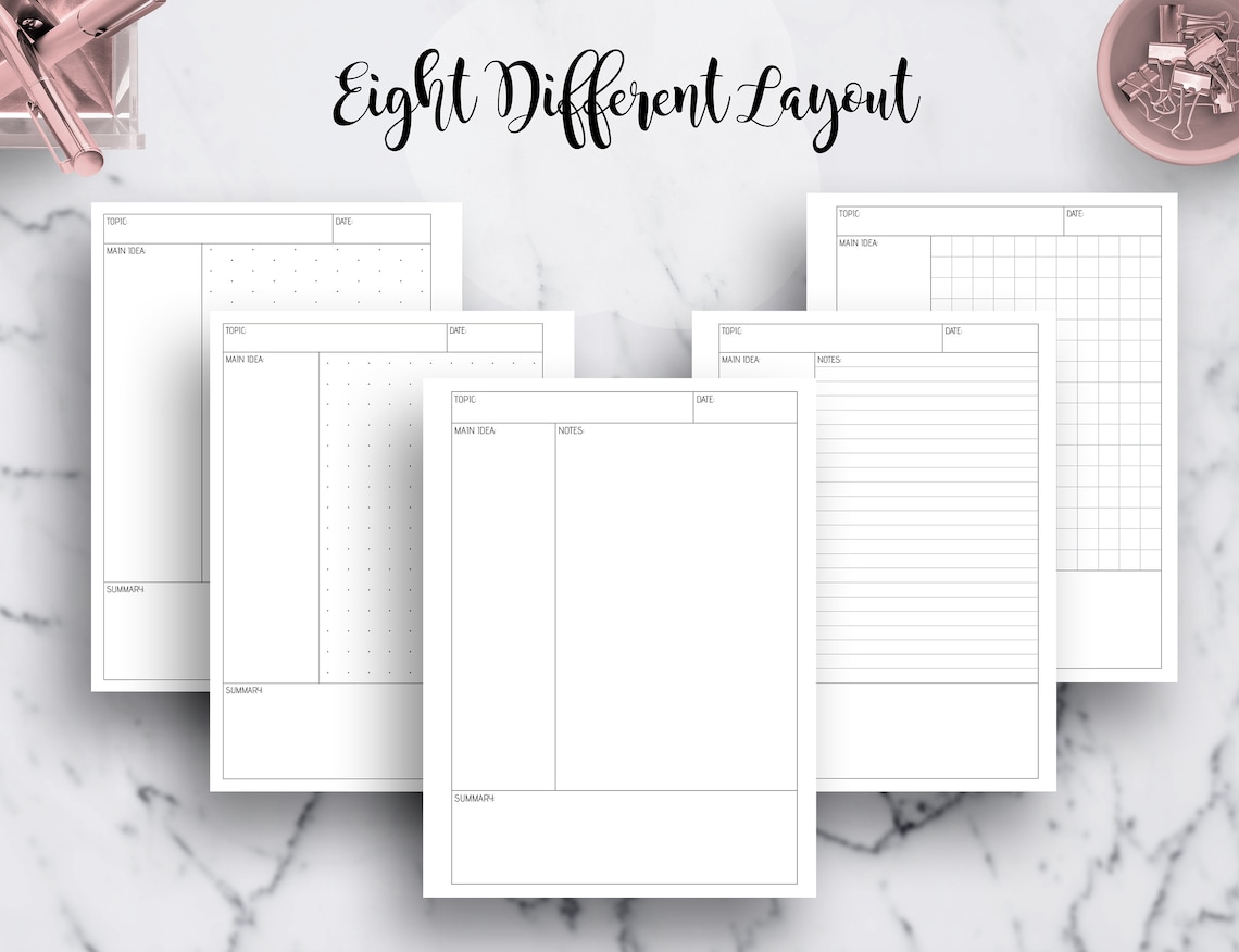 Cornell Notes Paper Template: Dot Grid, Lined, Isometric (PDF Printable ...