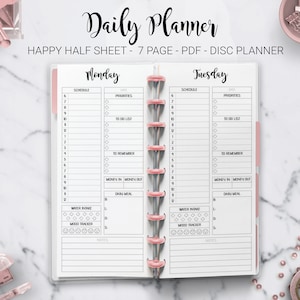 Daily Planner Day Planner Work Planner Weekly Planner Hourly Planner Skinny Classic Half Sheet Happy Planner Mambi PDF Printable Inserts