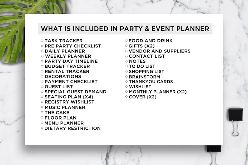 Planificador de fiestas y eventos, presupuesto, menú, lista de tareas (PDF editable) imagen 8