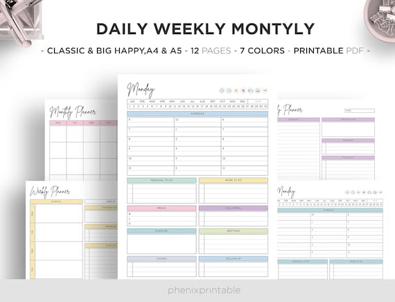 Weight Loss Tracker Inserts For 11-Disc Big Happy Planner, Big Happy Planner Nutrition Planner, Pre-punched Happy Planner Inserts, Pre-punched Diet...