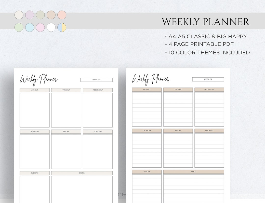 Weekly Planner Printable to Do List, Minimal Weekly Schedule Weekly ...
