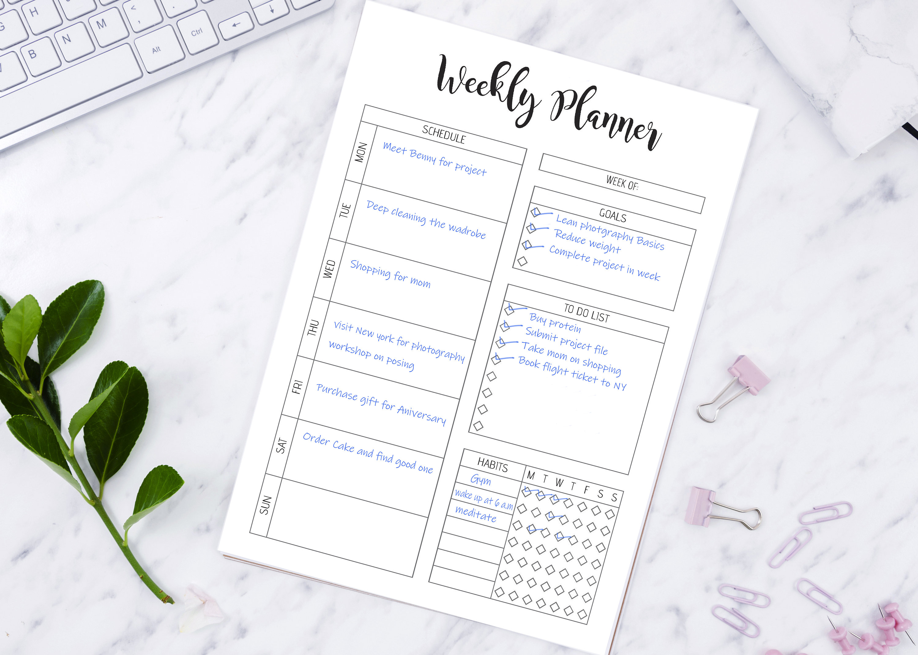 Daily Weekly Monthly Planner Daily Routine Editable A5 A4 Letter Half ...
