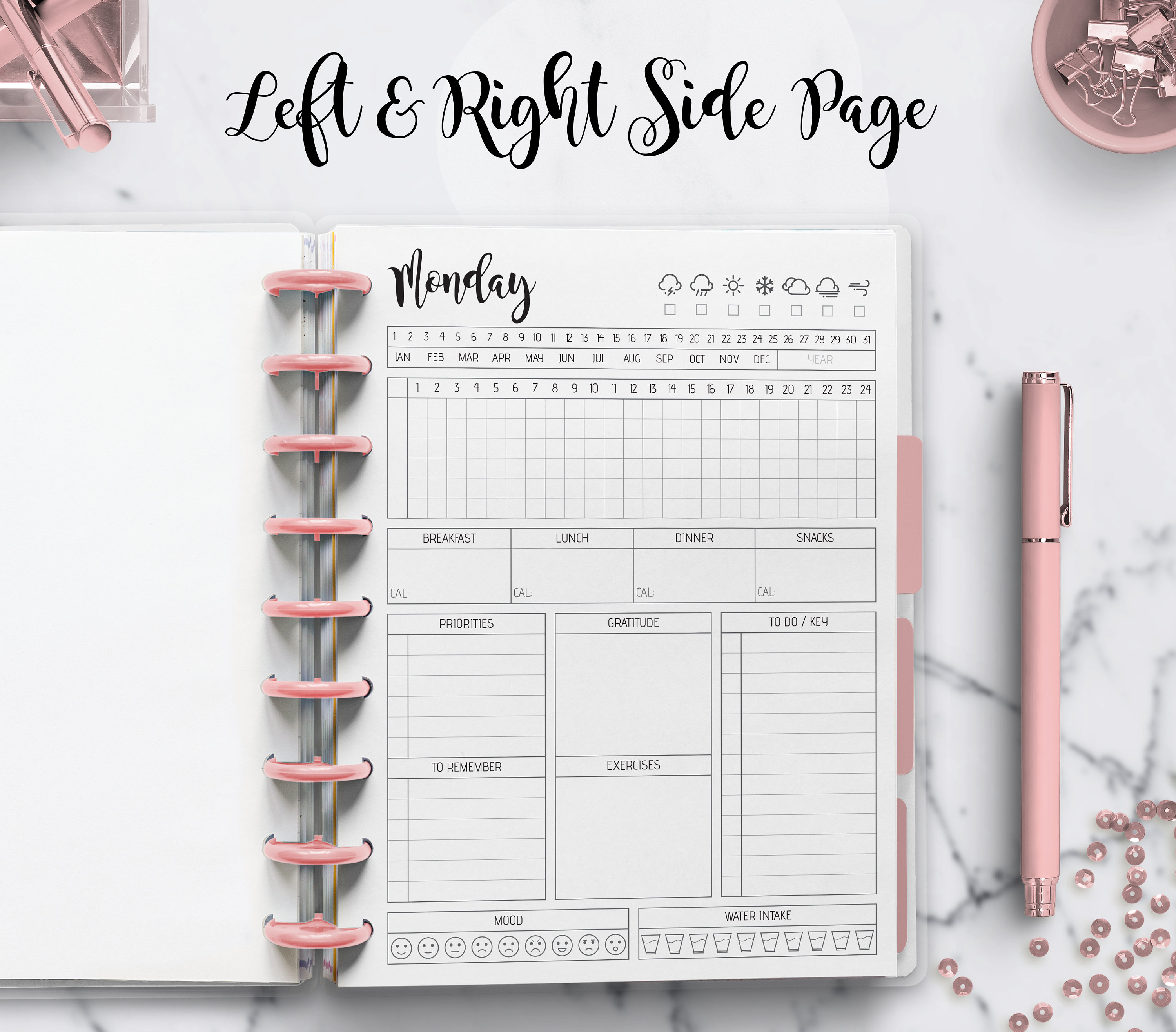 Daily Planner Printable Inserts, Classic & Big Happy Planner (PDF) - Etsy