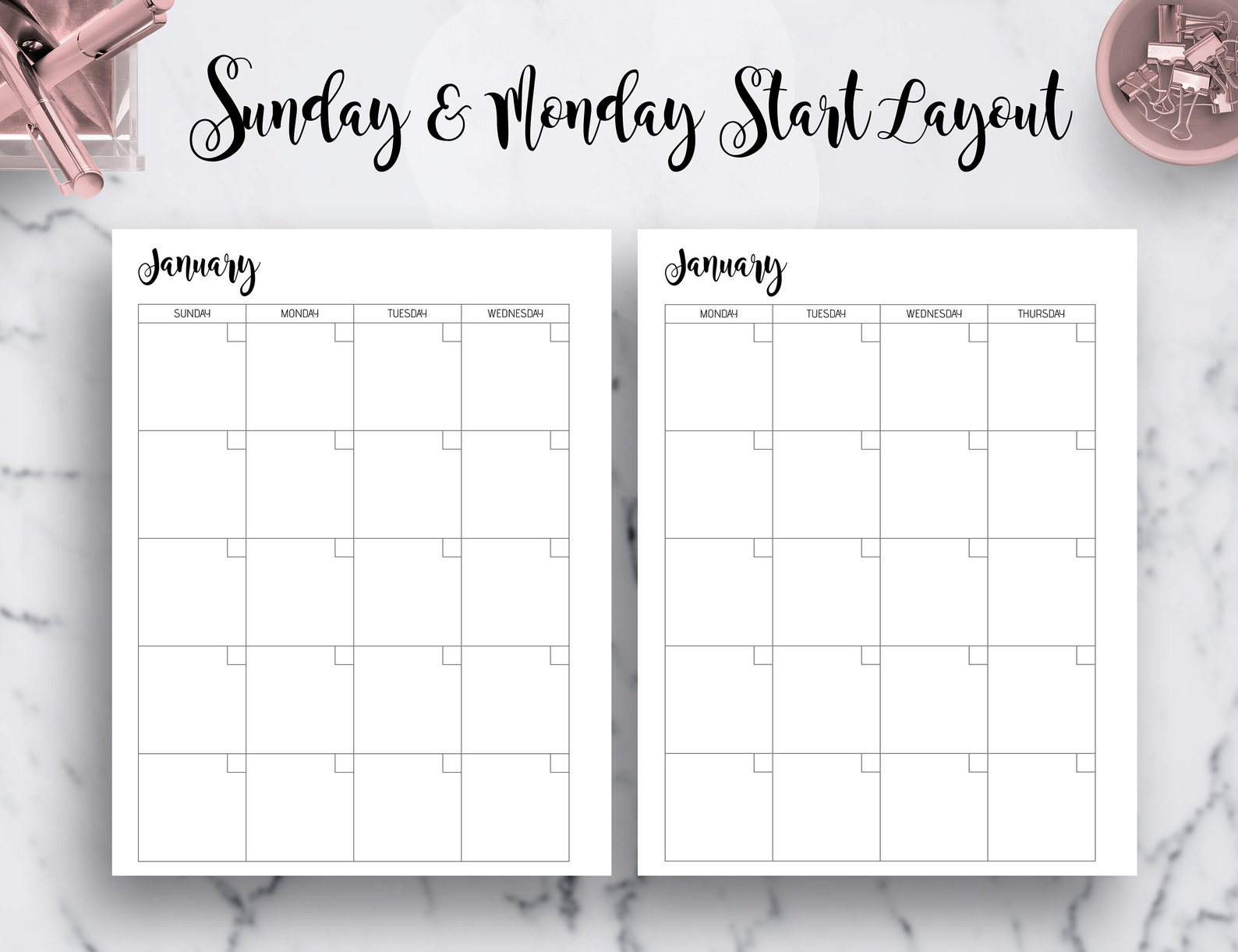 Monthly planner undated month on two pages monthly calendar etsy 