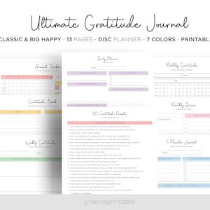Gratitude Journal Template Wellness Planner Mindfulness Journal Self Care Planner Mambi Classic HP Big Happy Planner PDF Printable Inserts
