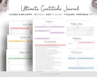 Gratitude Journal Template Wellness Planner Mindfulness Journal Self Care Planner Mambi Classic HP Big Happy Planner PDF Printable Inserts