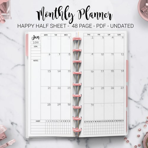 HALF SHEET Happynichi Happy Planner Daily 2 Page Printable Etsy