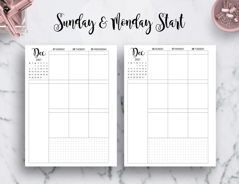 2021 weekly planner agenda habit tracker vertical dated week etsy