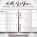 Month at a Glance Monthly Planner Undated Monthly Layout Agenda Foldout Insert Filofax Personal Size Folded Editable PDF Printable Insert 