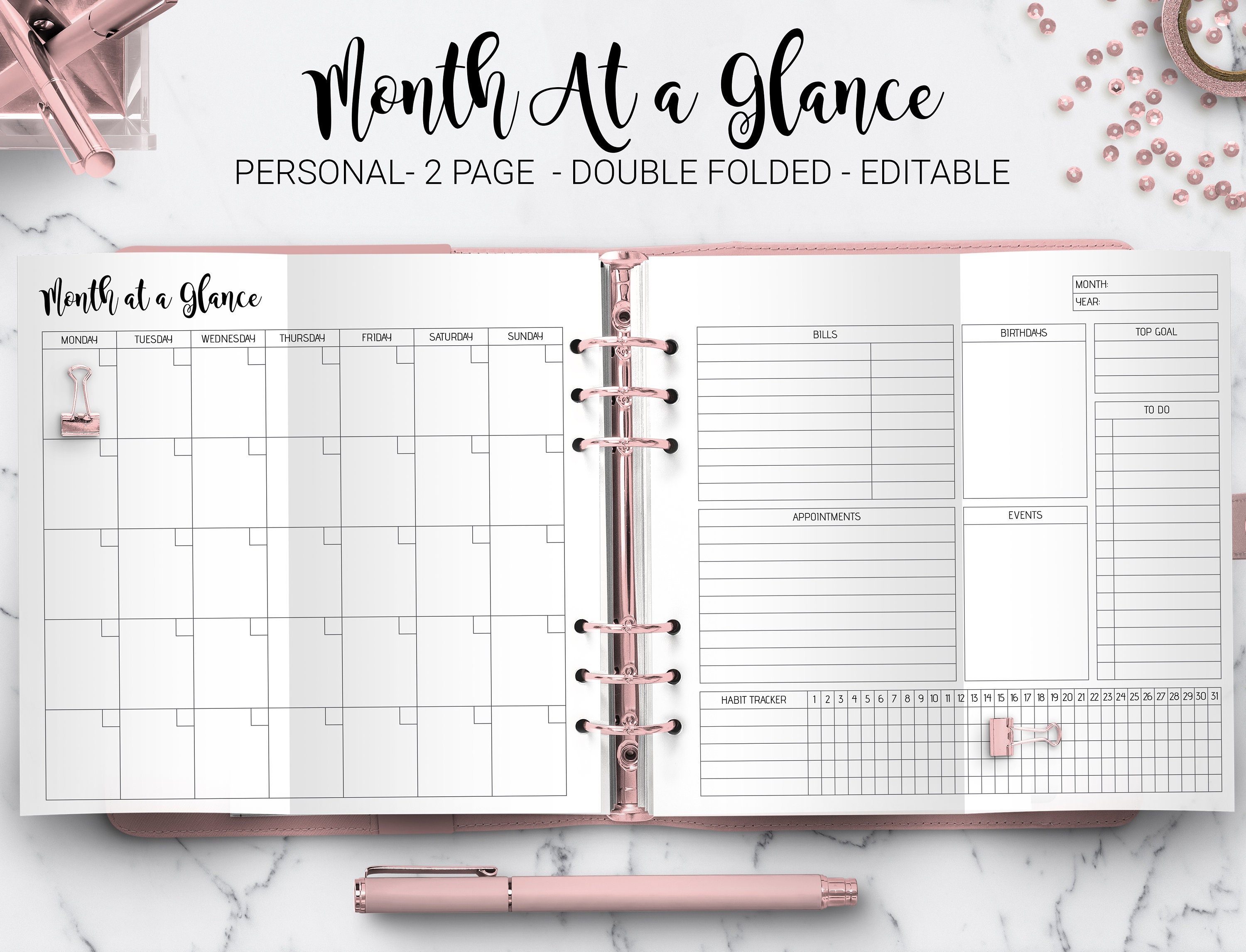 17/ 2018 3 OWLS Month @ glance 3"x6" planner green stripe TAX records calendar 