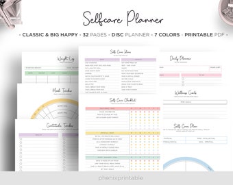 Self Care Journal Self Care Planner Worksheet Mood Tracker Love Yourself Gratitude Journal Mambi Classic HP Big Happy PDF Printable Inserts