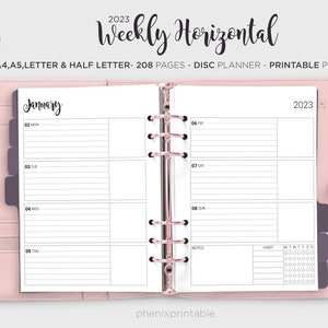 2023 Weekly Planner Weekly Agenda Habit Tracker Horizontal Dated Week on Two Page Daily Planner A5 A4 Letter Half Size PDF Printable Inserts