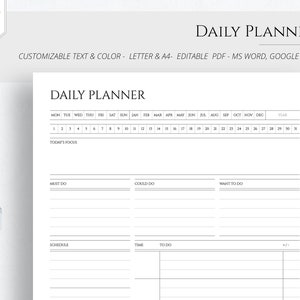 EDITABLE ADHD Daily Planner Braindump Template To Do List Daily Routine Priority Matrix Work Day Organizer A4 Letter Printable Fillable PDF