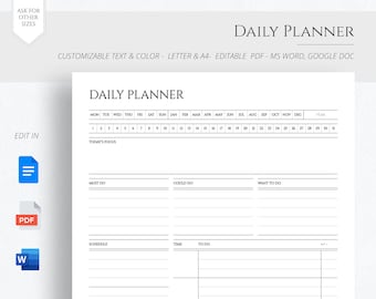 Editable ADHD Daily Planner: Braindump, To-Do List (Printable PDF)