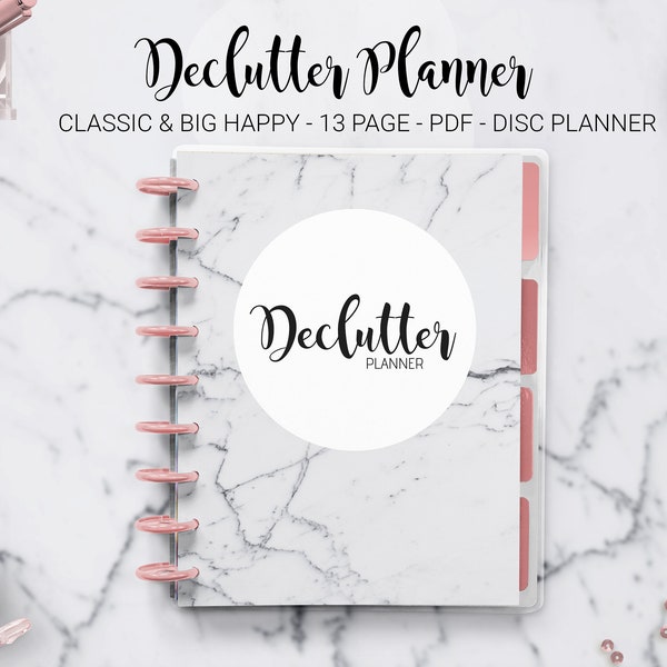 Declutter Plan Chore Chart Konmari Checklist Home Organizer Tidying Up Planner Mambi Classic Big Happy Planner PDF Printable Inserts