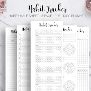 Habit Tracker Circular Habit Tracker Maandelijkse Habit Round Chart Skinny Classic Half Sheet Happy Planner Mambi PDF Afdrukbare Inserts