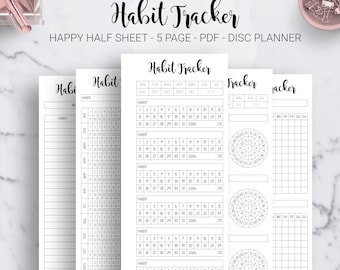 Circular Habit Tracker: Monthly & Yearly Planner Inserts (PDF)