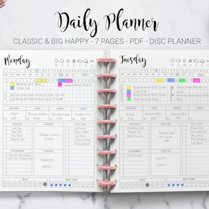 Dagelijkse planner Dagplanner Werkplanner Wekelijkse planner Uurplanner 10 minuten Mambi Classic HP Big Happy Planner PDF afdrukbare invoegingen