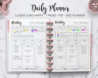 Daily Planner Day Planner Work Planner Weekly Planner Hourly Planner 10 Minute Mambi Classic HP Big Happy Planner PDF Printable Inserts