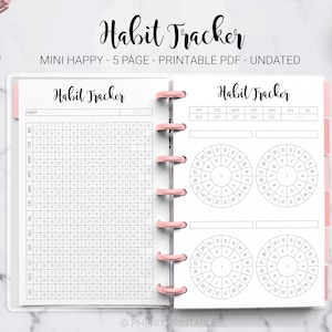 Habit Tracker Monthly Yearly Circular Habit Tracker Bullet Journal Mini Mambi Happy Planner Discbound HP Mini Planner PDF Printable Insert