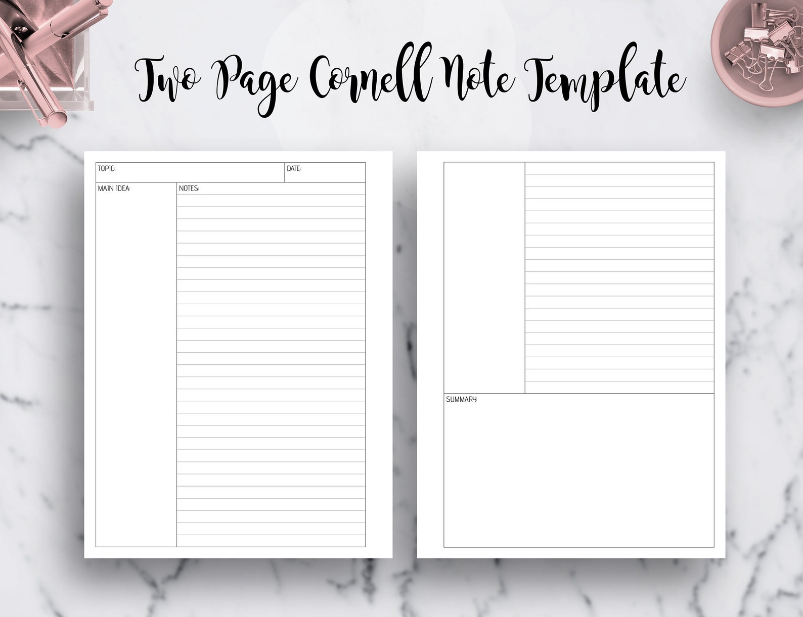 Cornell Notes Paper Template: Dot Grid, Lined, Isometric (PDF Printable ...