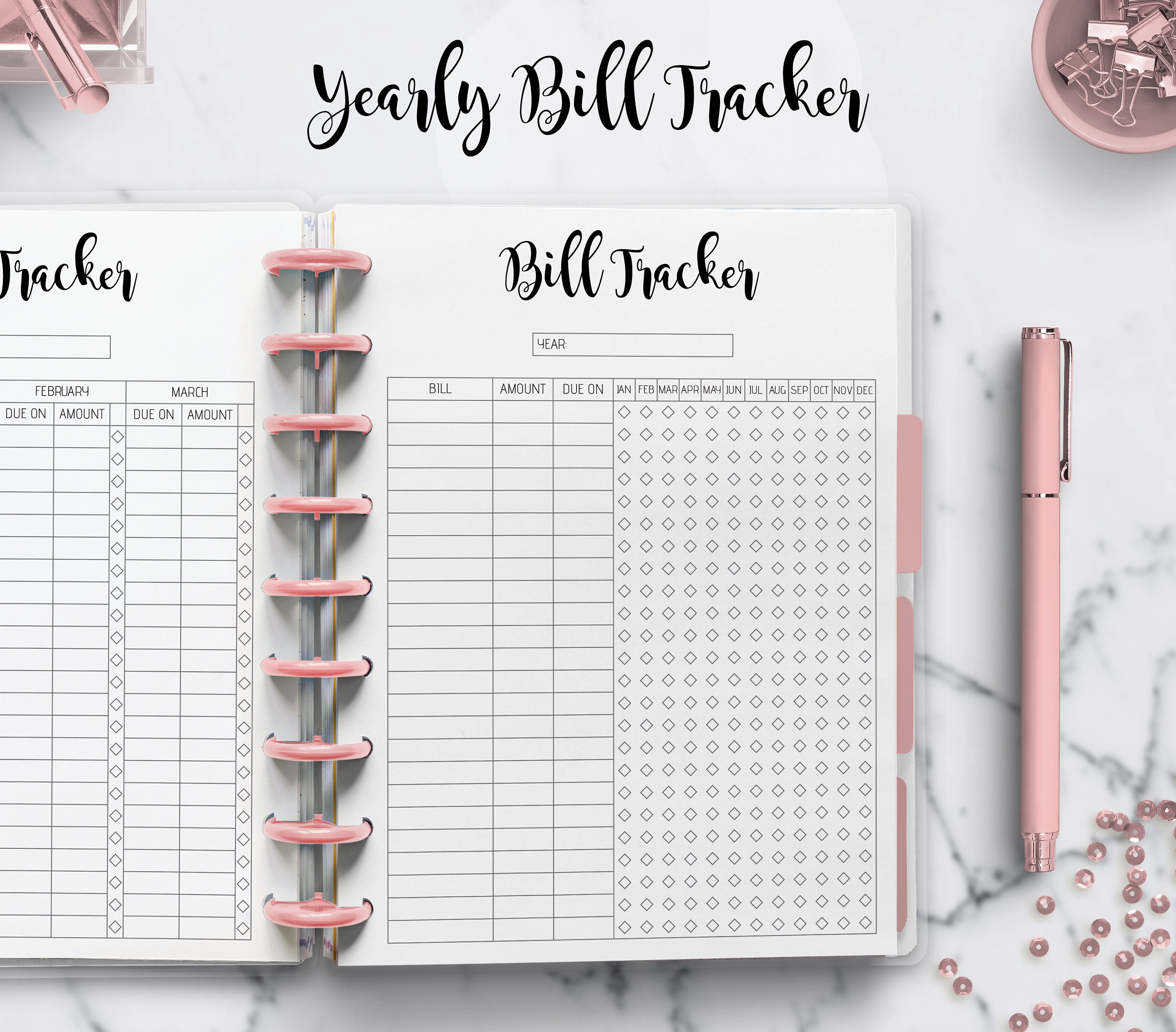 Bill Tracker Printable Inserts: Classic & Big Happy Planner (PDF) - Etsy