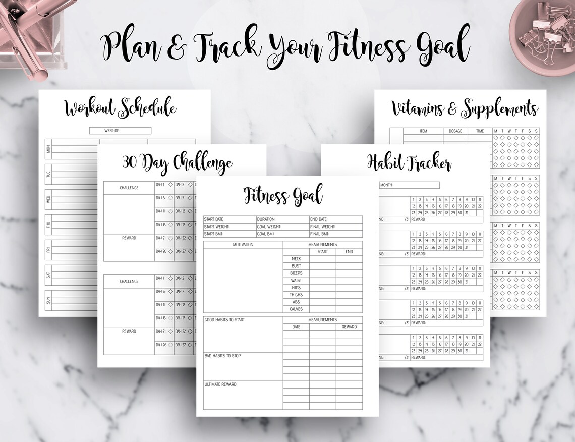 Fitness Planner Journal Weight Loss Calorie Tracker Workout Etsy